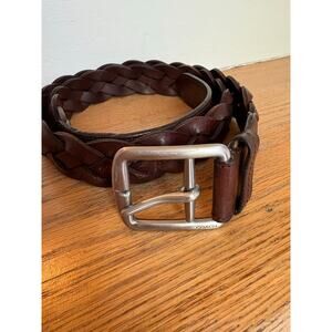 Vintage 1990s Y2K Coach Brown Wide Braided Brown Leather Belt
